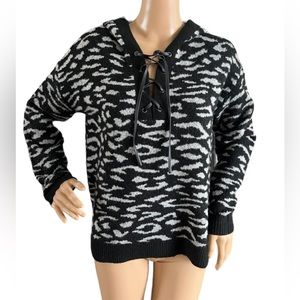 Rock & Republic Zebra Animal Printed Hooded Sweater
